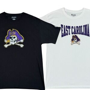 East Carolina Pirates Champion T-Shirts Men's Large 2-Pack Black White NCAA Logo